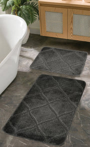 Doğal Kaymaz Taban Banyo Paspas Seti Uzun Ömürlü Yumuşak Dokulu Su Emici Yıkanabilir Çizgili Set 50x80-50x40