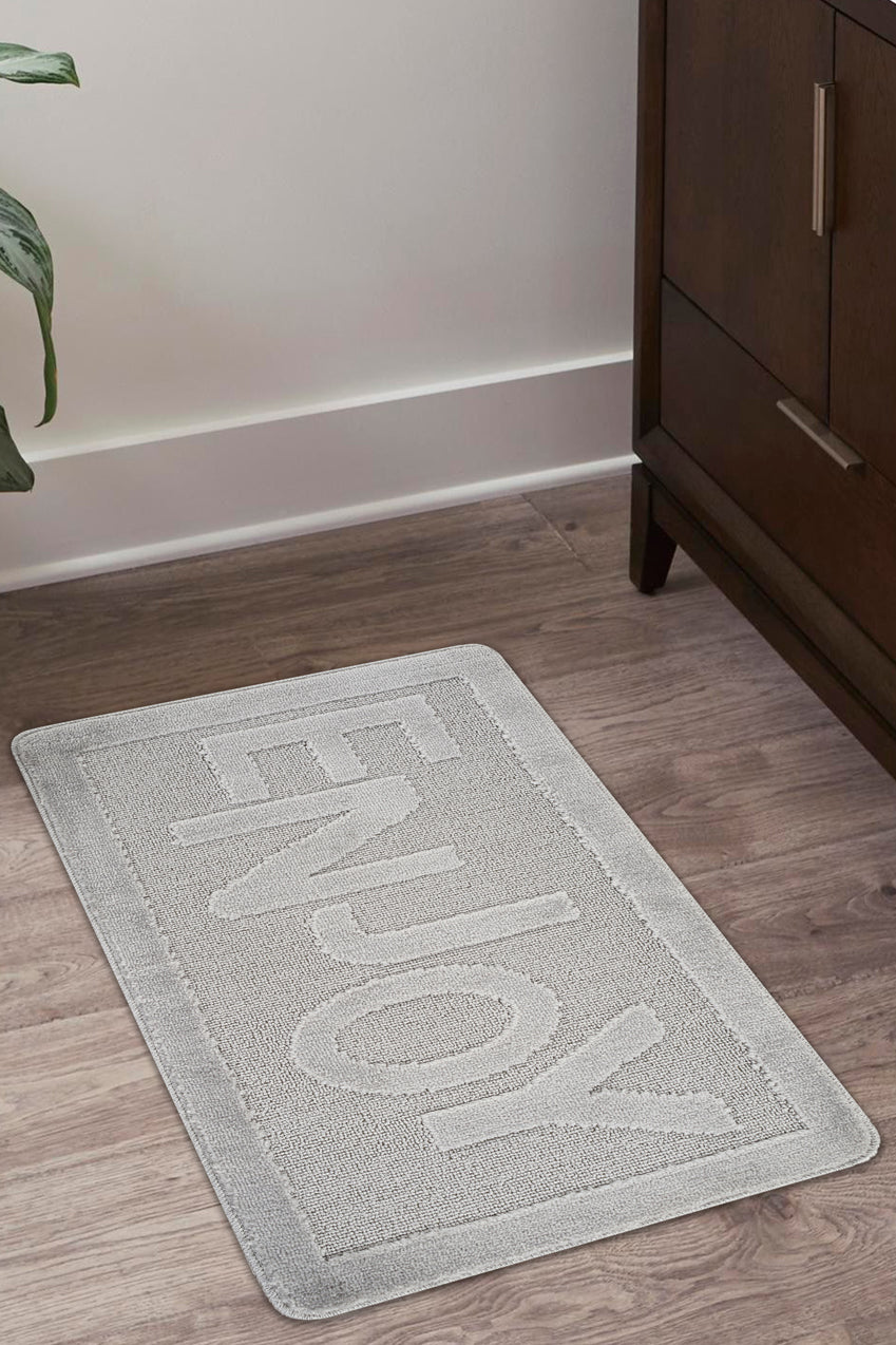 Doğal Kaymaz Taban Banyo Paspas Uzun Ömürlü Yumuşak Dokulu Su Emici Yıkanabilir Yazılı Paspas Enjoy 60x100