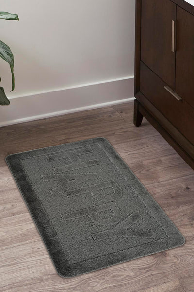 Doğal Kaymaz Taban Banyo Paspas Uzun Ömürlü Yumuşak Dokulu Su Emici Yıkanabilir Yazılı Paspas Happy 60x100