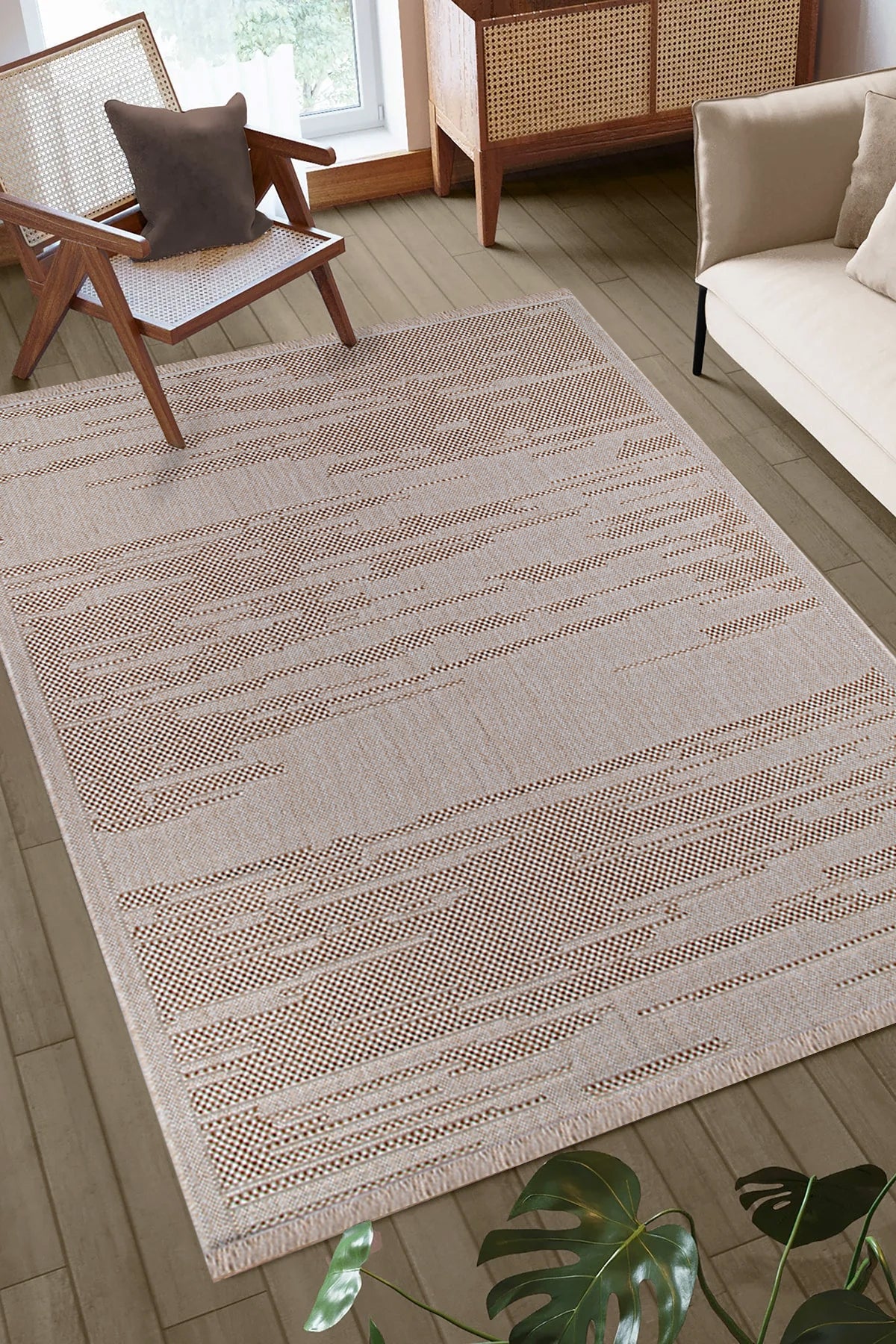 Doku DH007 Bej Hav Toz Vermez Salon Mutfak Koridor Oturma Odası Yolluk Dokuma Kilim