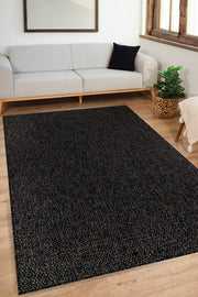 Doku DH008 Anthrazitfarbener, fusselfreier, gefütterter Teppich für Wohnzimmer, Küche, Flur, Aufenthaltsraum
