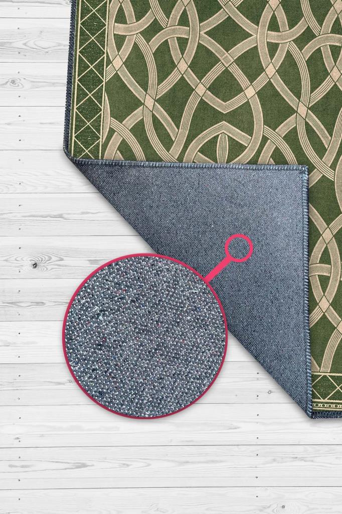 Düğüm Desenli Yıkanabilir Salon Halısı, Krem Yeşil Halı, Minimal Ev Dekoru, Dokuma Pamuk Tabanlı Halı