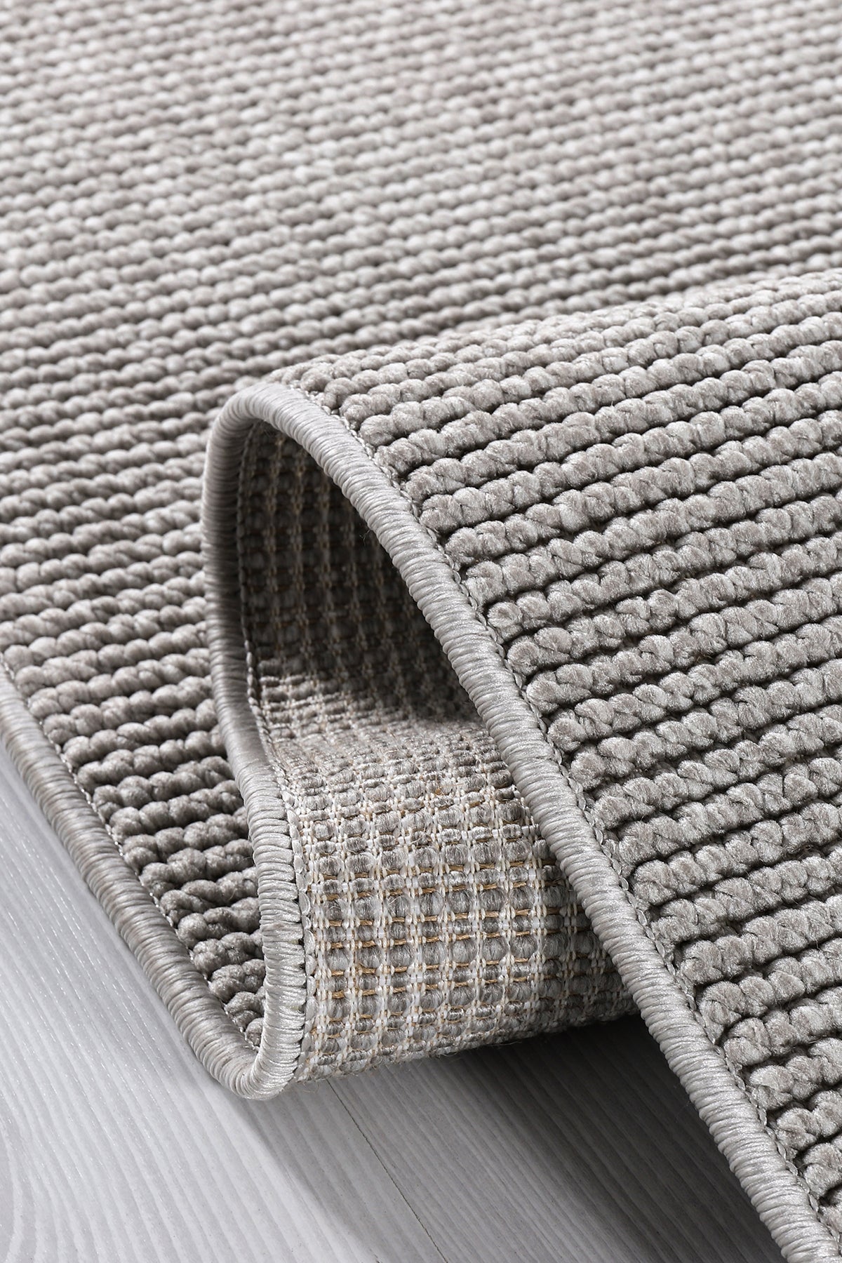 EcoLoop EC002 Grauer, fusselfreier, weicher Läuferteppich für Wohnzimmer, Küche, Flur, Aufenthaltsraum