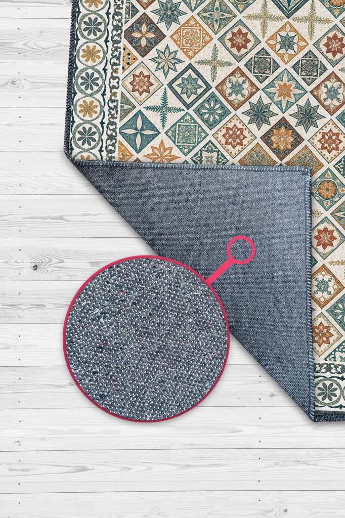 Eklektik Oda Dekoru İçin Renkli Kozaik Desenli Yıkanabilir Halı, Geometrik Retro Halı, Mozaik Halı