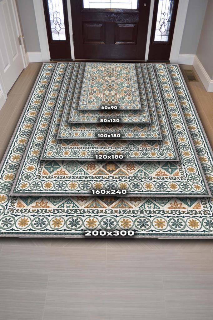 Eklektik Oda Dekoru İçin Renkli Kozaik Desenli Yıkanabilir Halı, Geometrik Retro Halı, Mozaik Halı