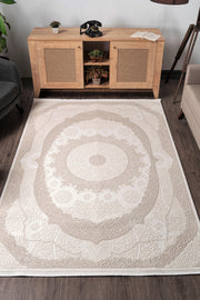 Elkenz 7552 Bej Uzun Ömürlü Yumuşak Dokulu Salon Mutfak Koridor Oturma Odası Yolluk Halı