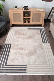 Elkenz 7561 Ekru Uzun Ömürlü Yumuşak Dokulu Salon Mutfak Koridor Oturma Odası Yolluk Halı