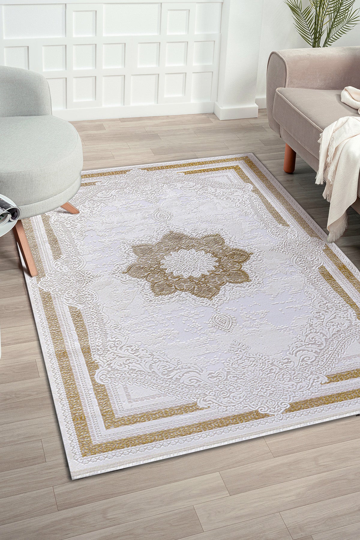 Elkenz EK008 Beyaz Uzun Ömürlü Yumuşak Dokulu Salon Mutfak Koridor Oturma Odası Yolluk Halı