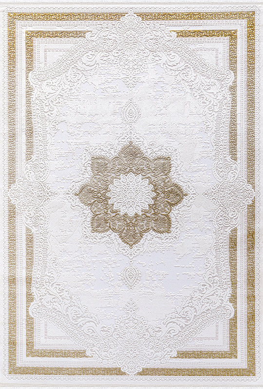 Elkenz EK008 Beyaz Uzun Ömürlü Yumuşak Dokulu Salon Mutfak Koridor Oturma Odası Yolluk Halı