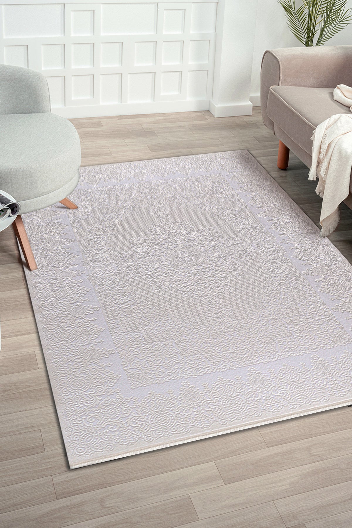 Elkenz EK009 Beyaz Uzun Ömürlü Yumuşak Dokulu Salon Mutfak Koridor Oturma Odası Yolluk Halı