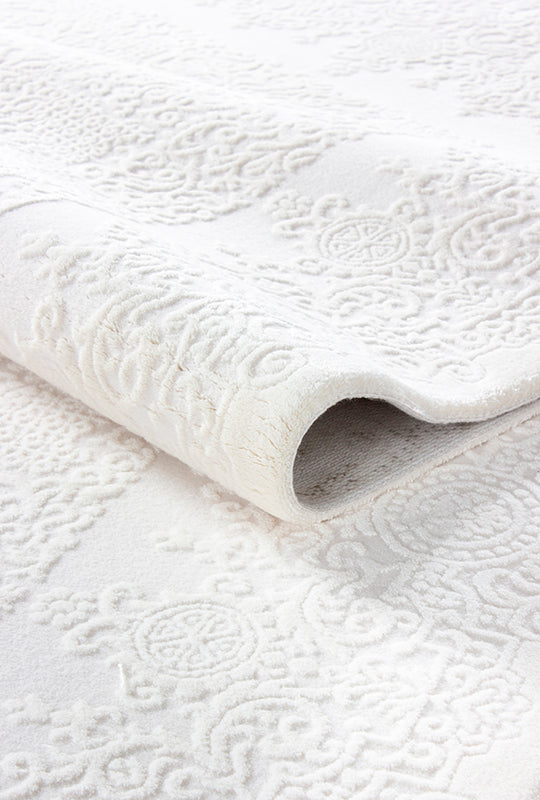 Elkenz EK009 Beyaz Uzun Ömürlü Yumuşak Dokulu Salon Mutfak Koridor Oturma Odası Yolluk Halı