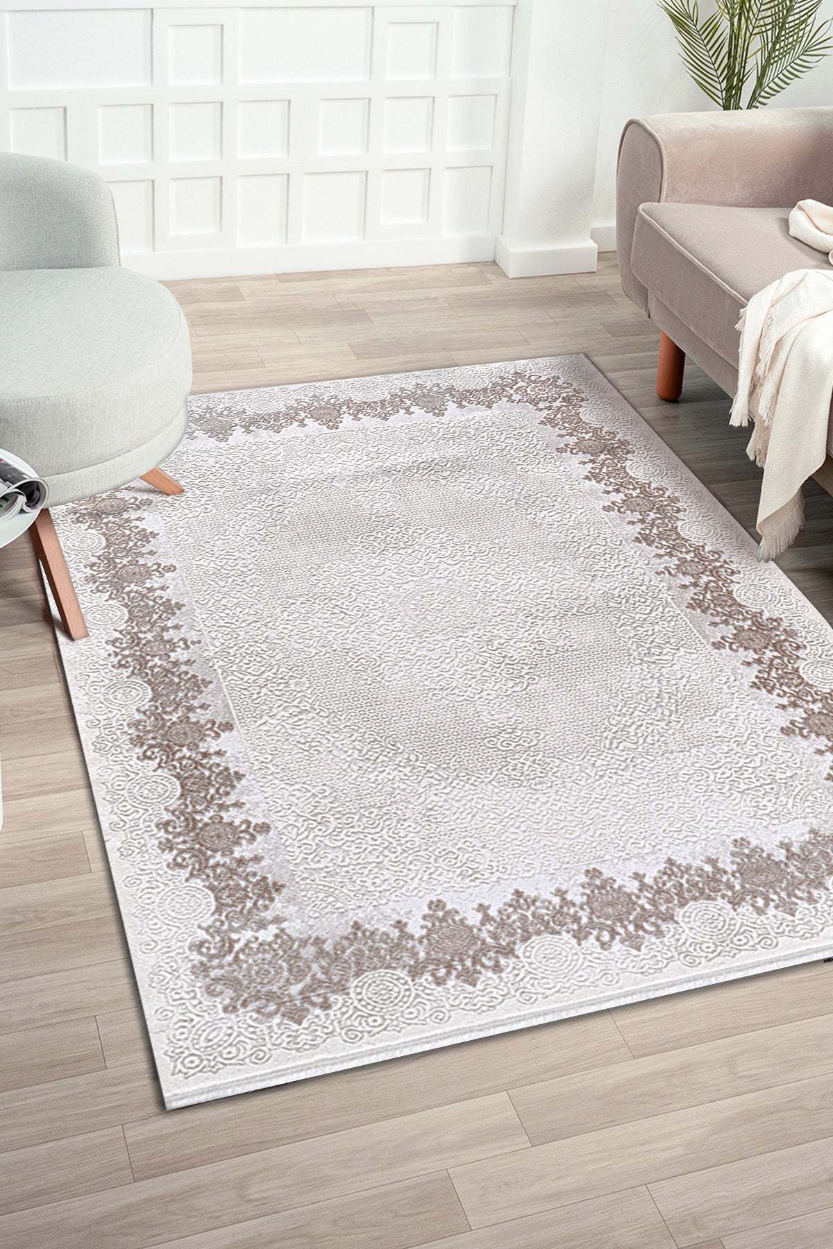 Elkenz EK010 Beyaz Uzun Ömürlü Yumuşak Dokulu Salon Mutfak Koridor Oturma Odası Yolluk Halı