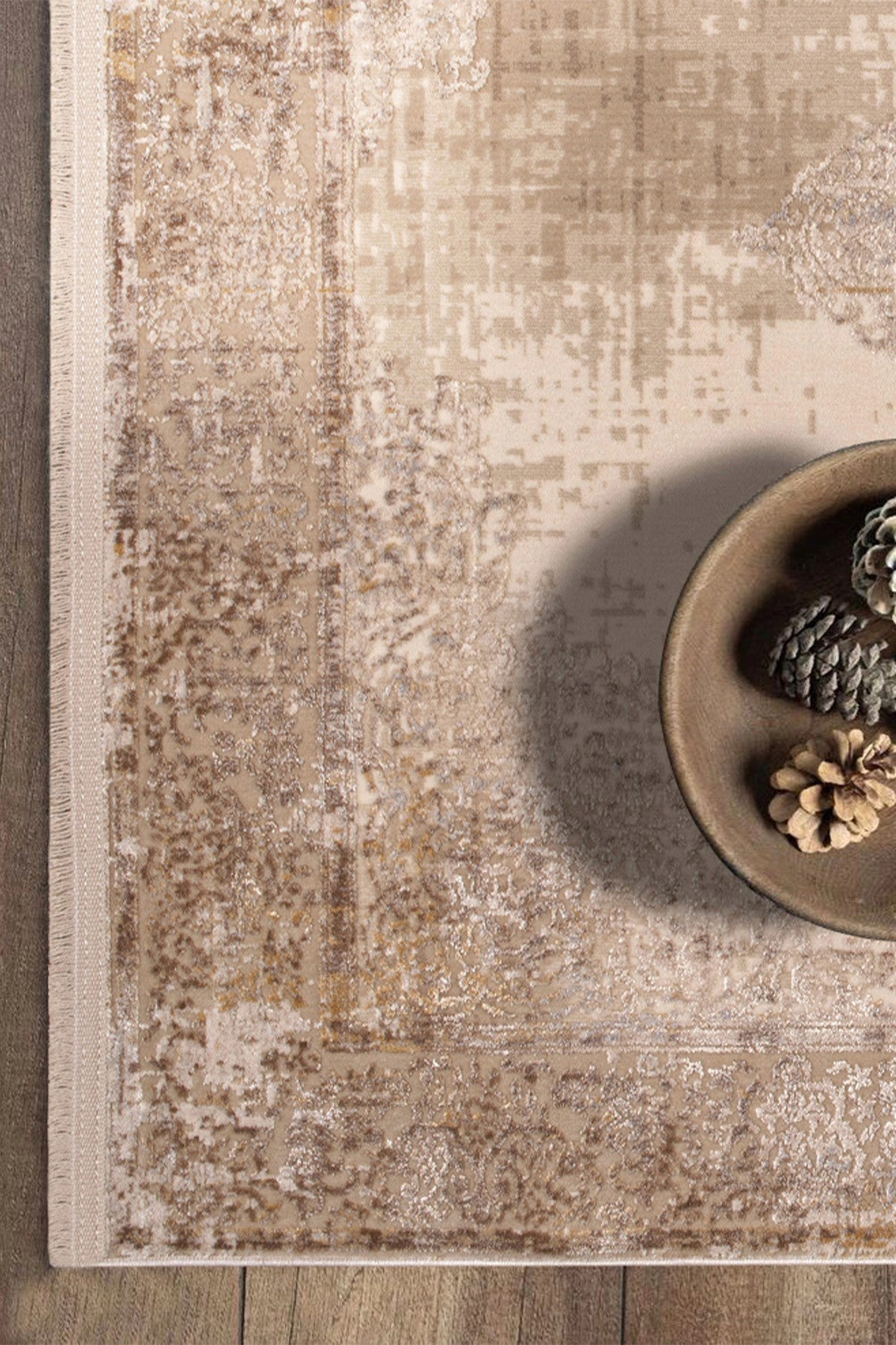 Gallery 1160 Bej Uzun Ömürlü Yumuşak Dokulu Salon Mutfak Koridor Oturma Odası Yolluk Halı