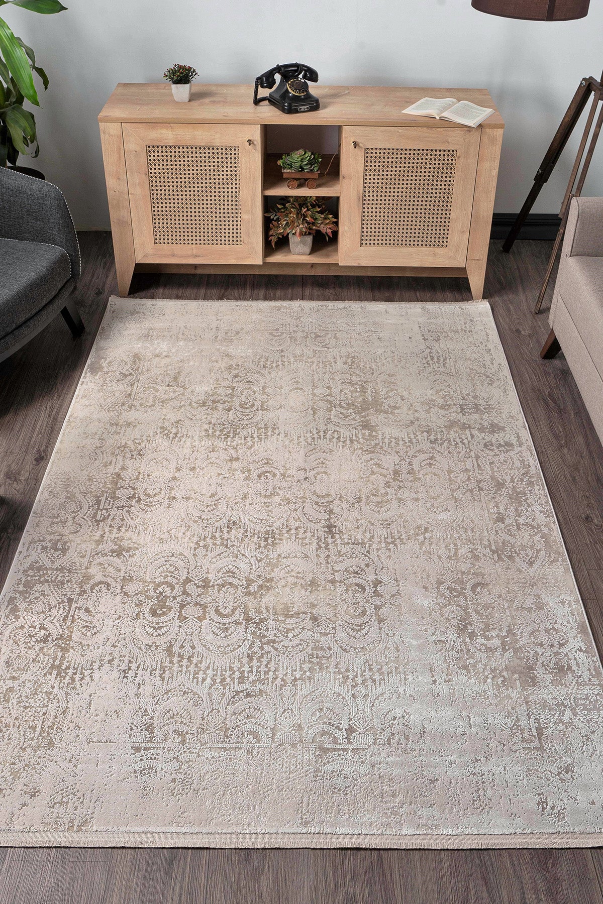 Gallery 1303 Bej Uzun Ömürlü Yumuşak Dokulu Salon Mutfak Koridor Oturma Odası Yolluk Halı