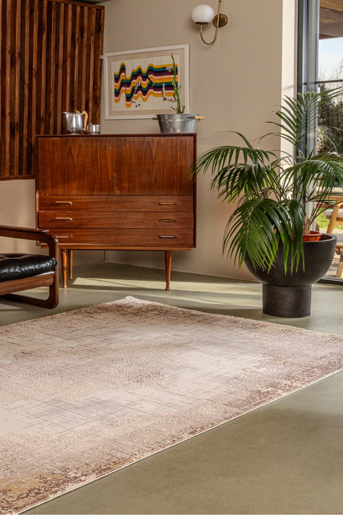 Gallery 1304 Bej Uzun Ömürlü Yumuşak Dokulu Salon Mutfak Koridor Oturma Odası Yolluk Halı