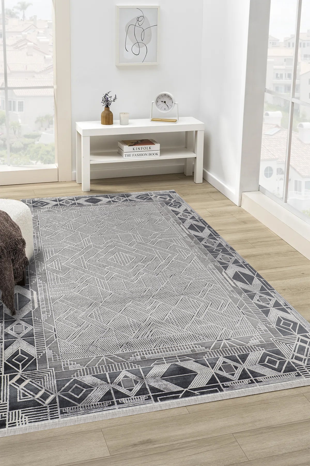 Gallery 1307 Antrasit-Gri Uzun Ömürlü Yumuşak Dokulu Salon Mutfak Koridor Oturma Odası Yolluk Halı