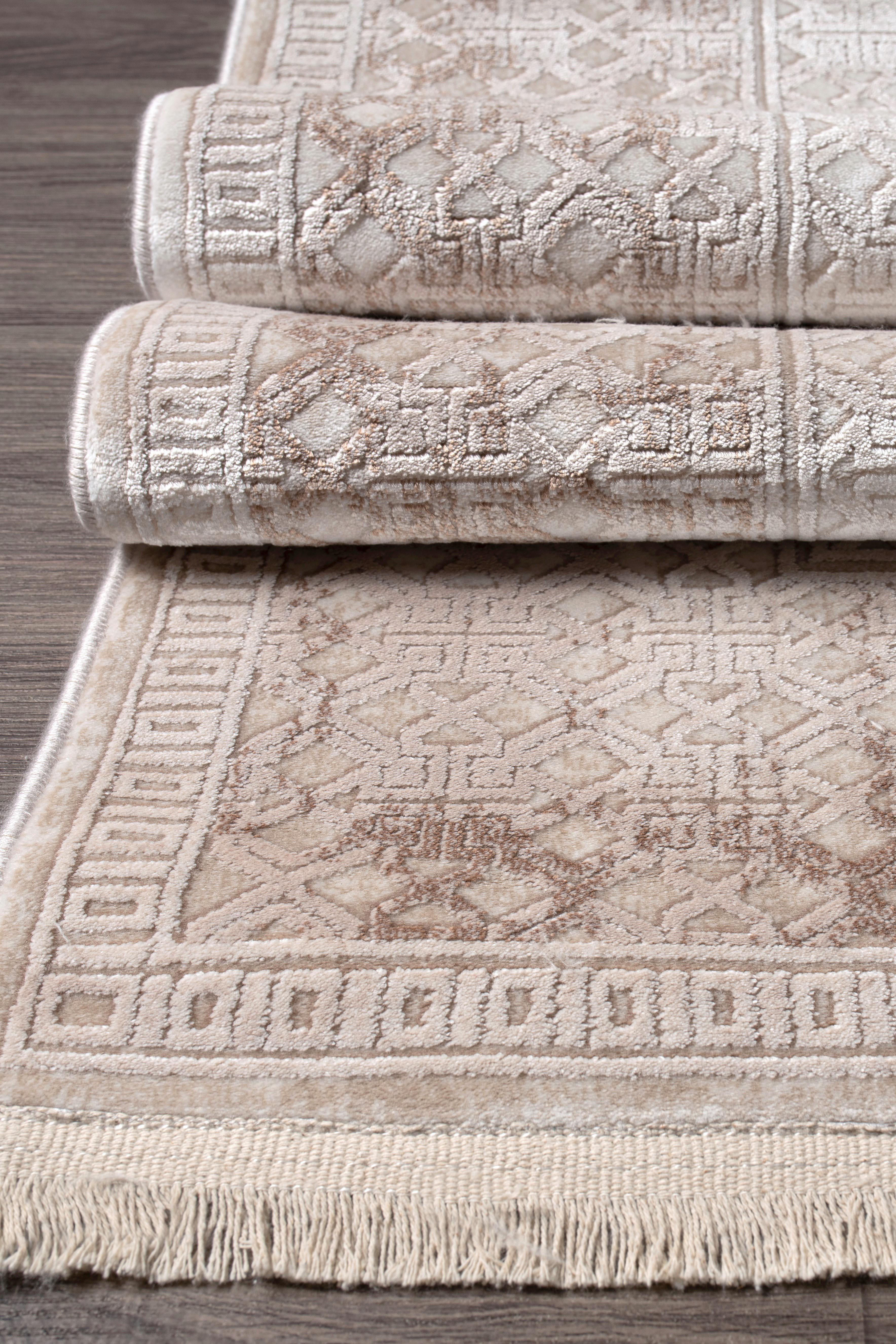 Gallery A0308 Bej Uzun Ömürlü Yumuşak Dokulu Salon Mutfak Koridor Oturma Odası Yolluk Halı