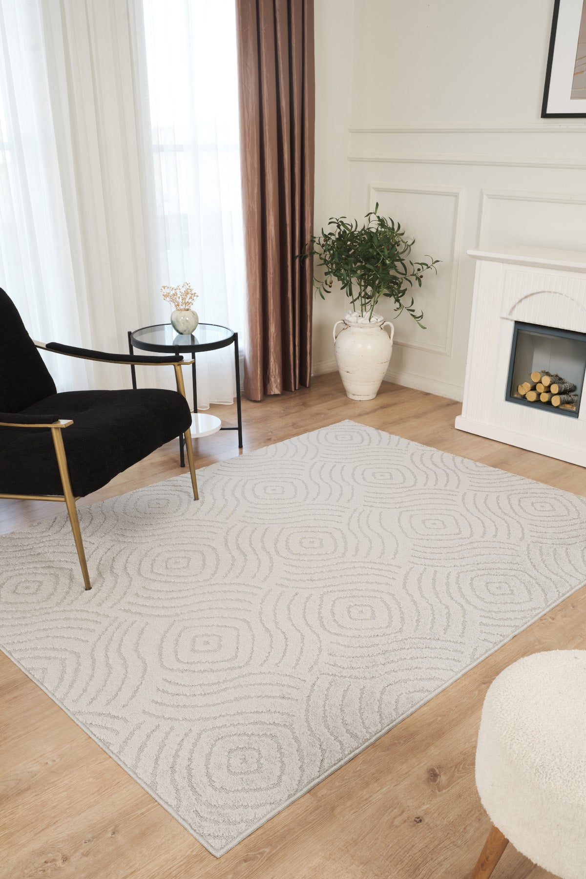 Gri Yumuşak Dokulu Uzun Ömürlü Lateks Kaymaz Taban Salon Oturma Odası Mutfak Koridor Halı Rivon RN04