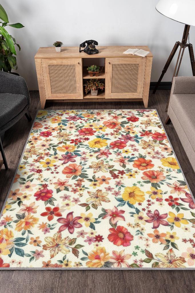 Homshtag 3D Çiçekler Koyu Renk Halı Çiçekli Salon Halısı Modern Oturma Odası Halısı Şık Siyah Halı