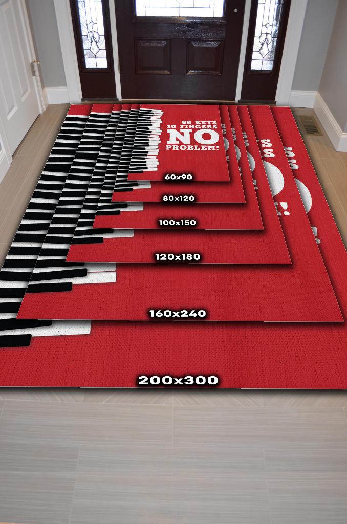 Homshtag 88 Tuş 10 Parmak Kırmızı Halı Piyano Müzik Sever Halı Art Müzik Halı Müzisyene Hediye Halı
