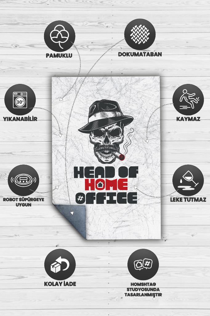 Homshtag Açık Gri Yazılı Ofis Halısı Özel Tasarım Baskı Halı  Yıkanabilir Dekoratif Home Office Halı