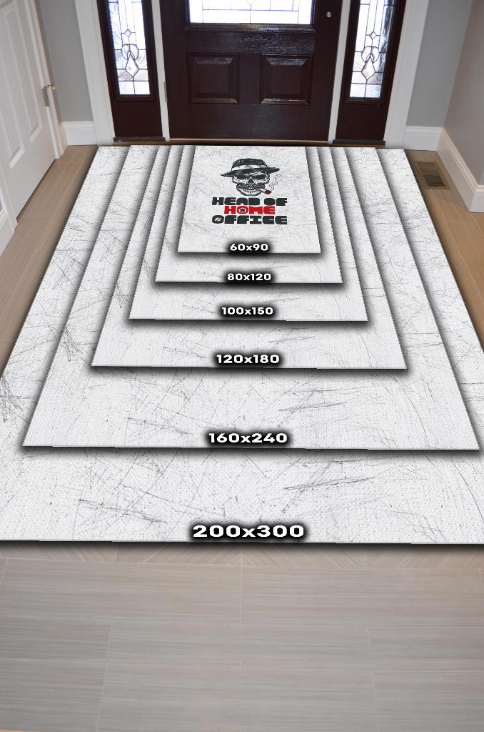 Homshtag Açık Gri Yazılı Ofis Halısı Özel Tasarım Baskı Halı  Yıkanabilir Dekoratif Home Office Halı