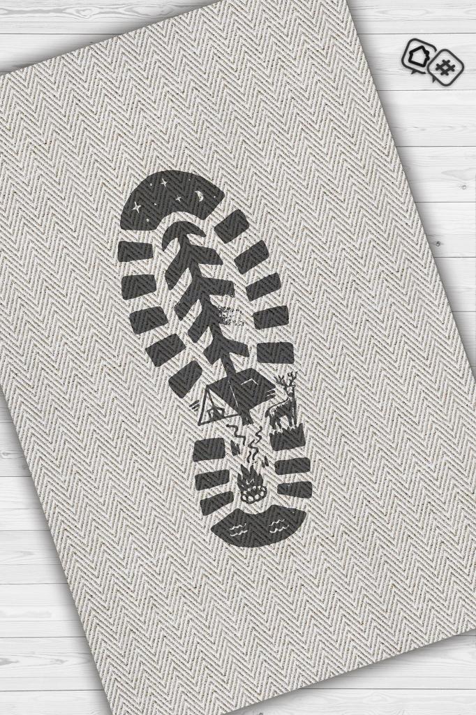 Homshtag Adım,Minimalist Seyahat Hası,Çadır Halısı,Kamp Halısı,Seyahat Temalı Halı,Pamuklu Dokuma Tabanlı Yıkanabilir Halı