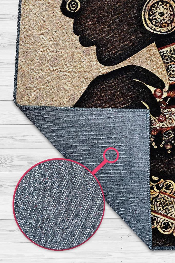 Homshtag Afrikalı Kadın Minimal Salon Halısı Etnik Desenli Halı Bej Renkli Oturma Odası Halısı