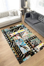 Homshtag Afro Deco Geometrik Salon Halısı Etnik Desenli Halı Çok Renkli Oturma Odası Halısı