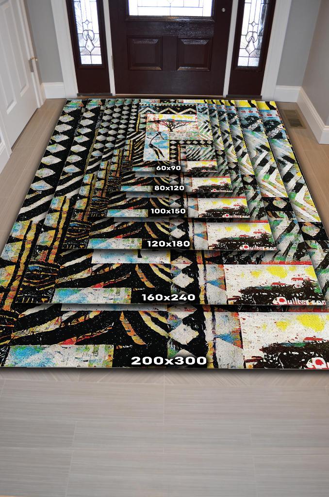 Homshtag Afro Deco Geometrik Salon Halısı Etnik Desenli Halı Çok Renkli Oturma Odası Halısı