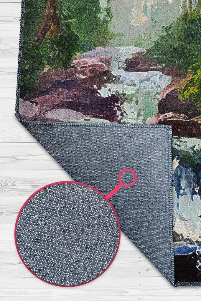 Homshtag Akarsu Çok Renkli Halı Manzara Temalı Figürlü Salon Halısı Dijital Baskılı Tasarım Halı