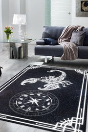 Homshtag Akrep Burcu Astroloji Temalı Halı Burç Halısı Akrep Burcuna Hediyelik Halı Siyah Renk Halı