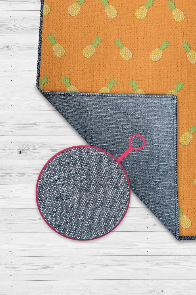 Homshtag Ananas Desenli Sarı Halı Minimal Salon Halısı Renkli Mutfak Halısı Tarz Oturma Odası Halı