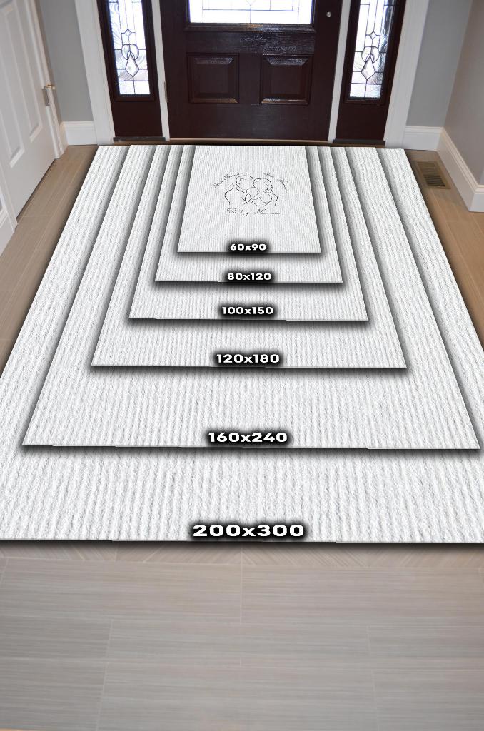 Homshtag Anne Baba Bebek Kişiye Özel Kişiselleştirilebilir Dokuma Tabanlı Yıkanabilir Ev Halısı