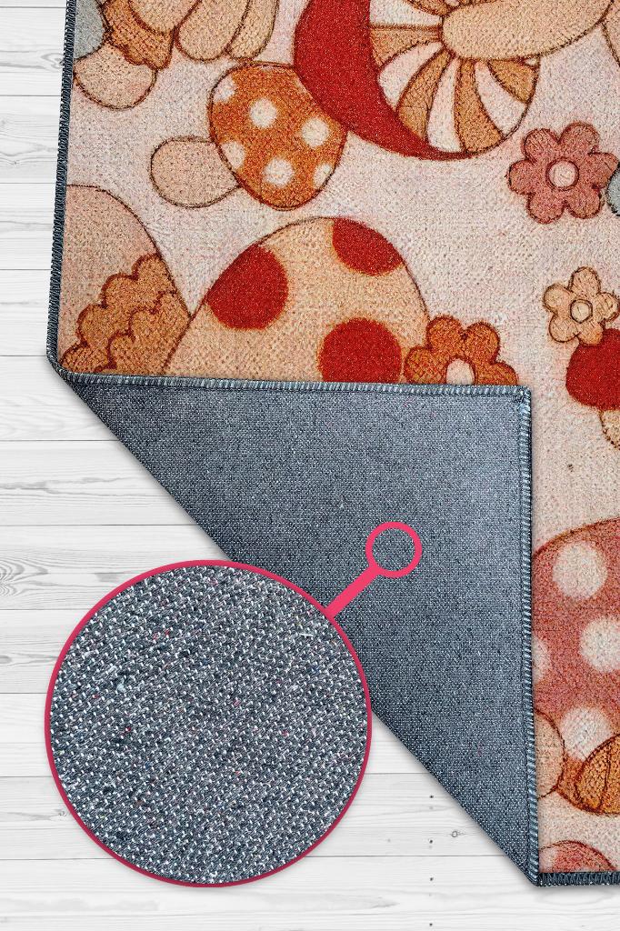 Homshtag Art Deco Çok Renkli Mantarlı Mutfak Halısı Pembe Mantar Baskılı Özel Tasarım Halı