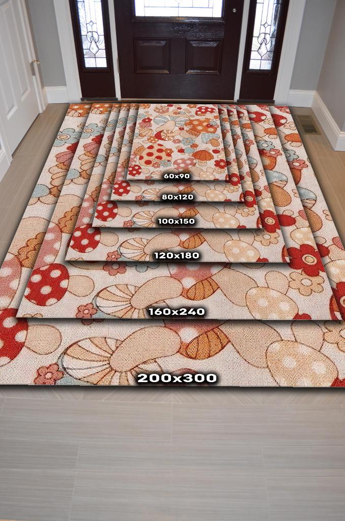 Pri Rugs Templete Homshtag Art Deco Multicolored Mushroom Kitchen Rug, Pink Mushroom Pri ...