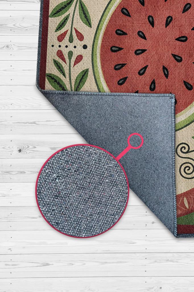 Homshtag Art Deco Karpuz Desenli Halı Bitki Temalı Yeşil Renkli Karpuz Desenli Dijital Baskı Halı