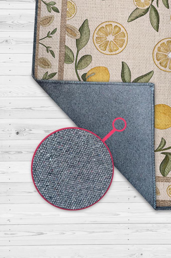 Homshtag Art Deco Limon Desenli Halı Bitki Temalı Sarı Renk Modern Limon Desenli Dijital Baskı Halı