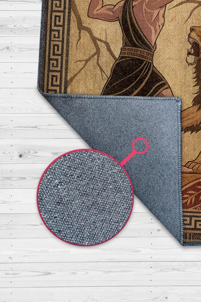 Homshtag Art Deko Çok Renkli Herkül Temalı Sıcak Renkli Halı Herkül Desenli Halı Modern Halı