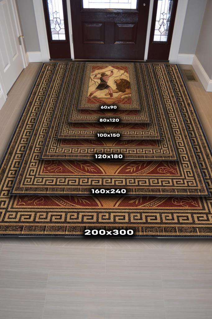 Homshtag Art Deko Çok Renkli Herkül Temalı Sıcak Renkli Halı Herkül Desenli Halı Modern Halı
