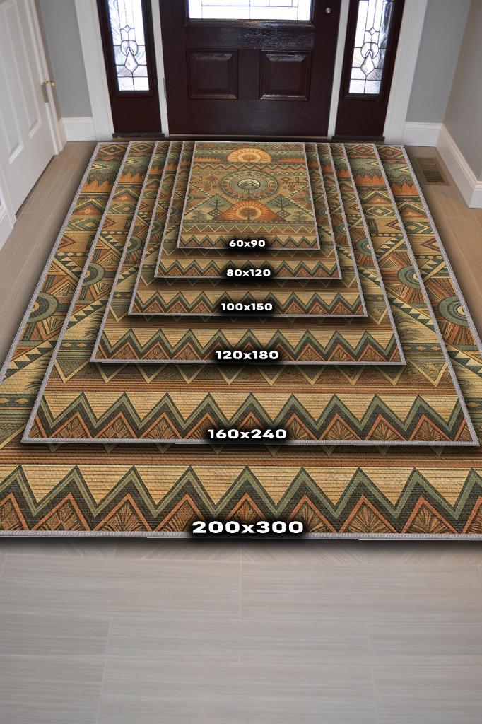 Homshtag Art Deko Vintage Afrikalı Temalı Çok Renkli Etnik Halı Geometrik Desenli Afrika Halısı