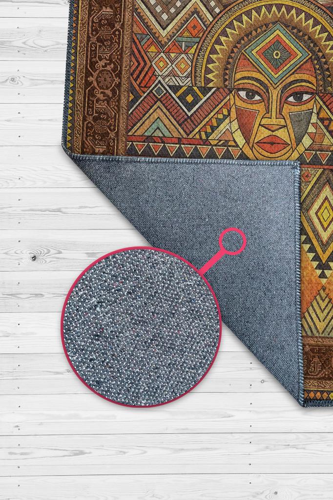 Homshtag Art Deko Vintage Afrikalı Temalı Renkli Halı Etnik Afrikalı Kadın Geometrik Desenli Halı