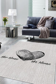 Homshtag Aşkın İzi Kişiye Özel Kişiselleştirilebilir Halı Gri Renk Hediyelik Sevgiliye Özel Halı