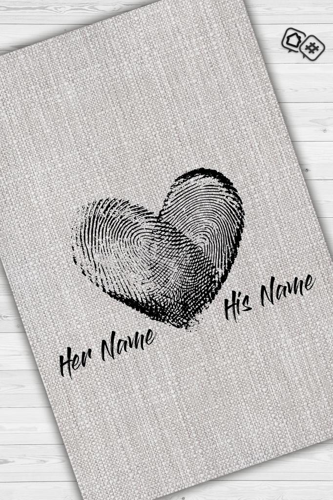 Homshtag Aşkın İzi Kişiye Özel Kişiselleştirilebilir Halı Gri Renk Hediyelik Sevgiliye Özel Halı