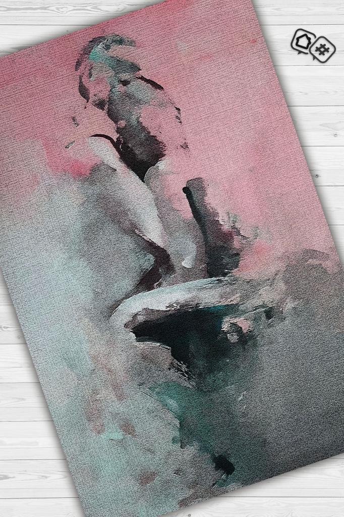 Homshtag Aşkın Ruhu Pembe Gri Renkli Halı Soyut Desenli Sevgiliye Hediyelik Halı Dekoratif Halı