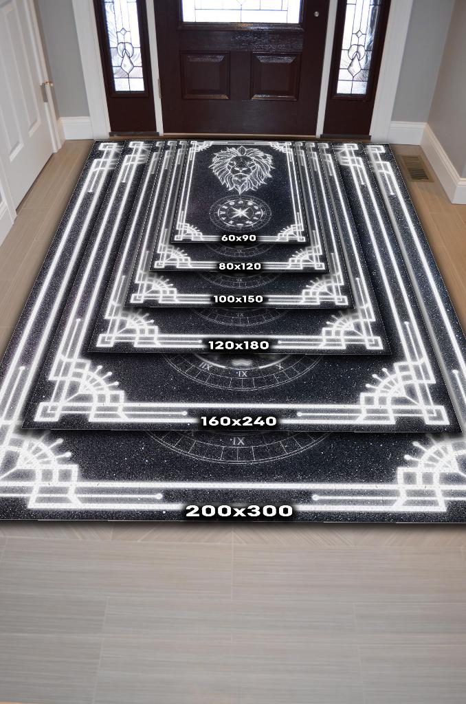 Homshtag Aslan Burcu Astroloji Temalı Halı Burç Halısı Aslan Burcuna Hediyelik Halı Siyah Renk Halı