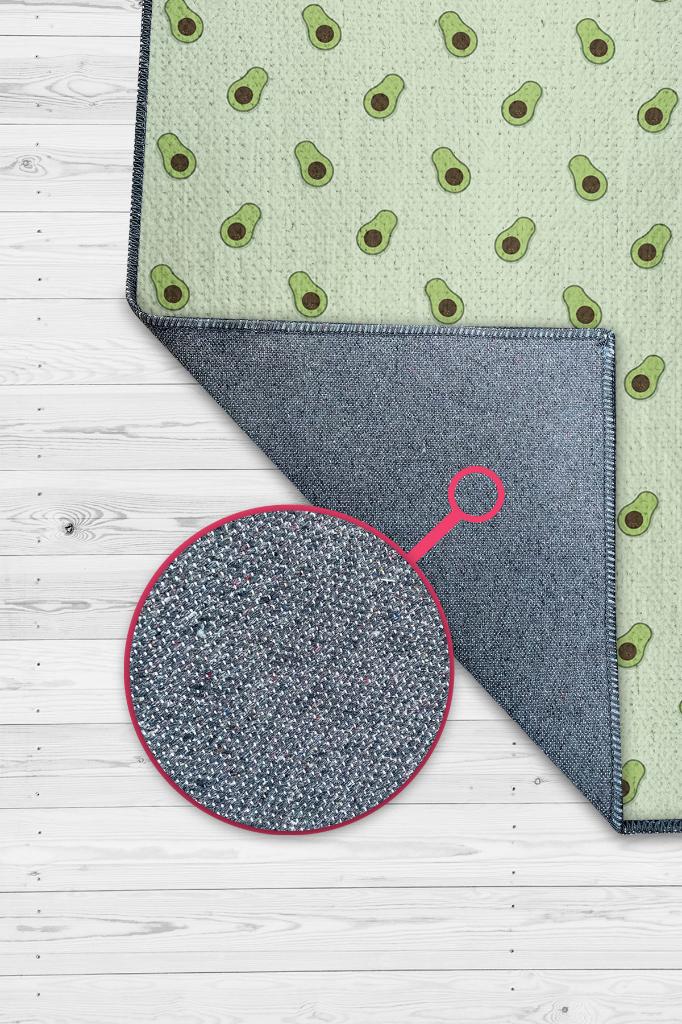 Homshtag Avokado Desenli Yeşil Halı Minimal Salon Halısı Renkli Mutfak Halısı Tarz Oturma Odası Halı