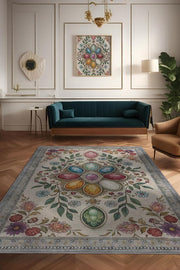 Homshtag Ay Taşı Halısı Çok Renkli Enerji Taşı Figürlü Halı Spiritüel Temalı Modern Halı