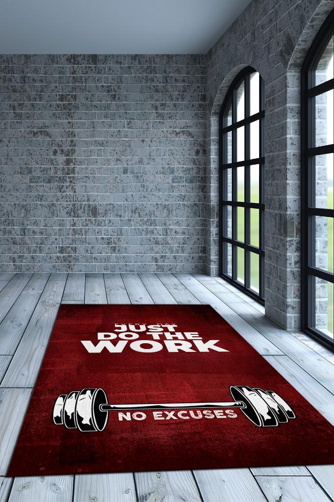 Homshtag Bahane Yok Kırmızı Renkli Halı Spor Sever Halısı Spor Severler Tasarım Hediyelik Halı