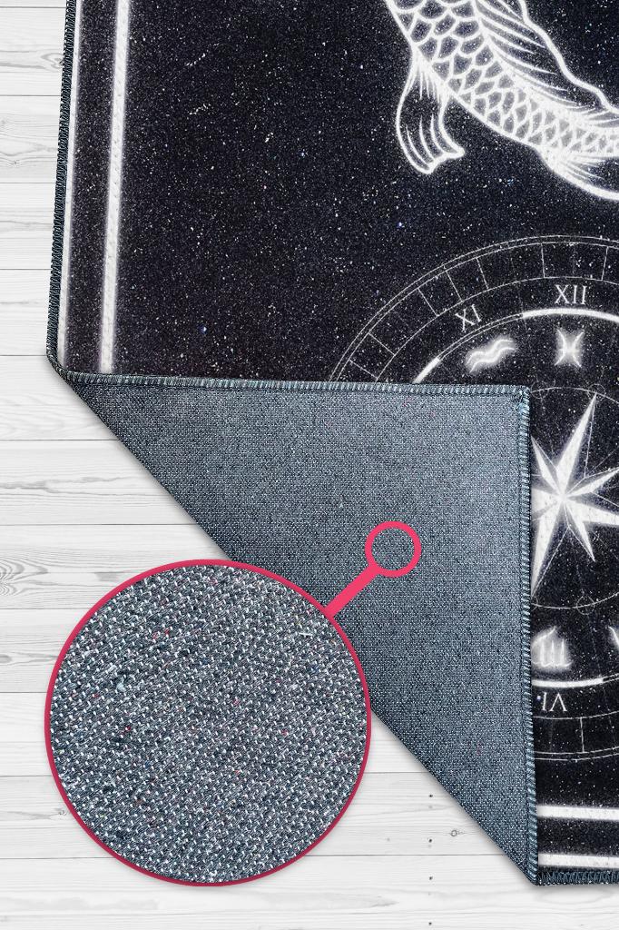 Homshtag Balık Burcu Astroloji Temalı Halı Burç Halısı Balık Burcuna Hediyelik Halı Siyah Renk Halı